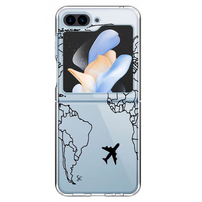 Case Celular Mapa Mundi Negro - Samsung